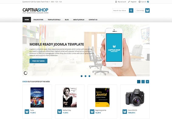 create an e-commerce website with Captiva shop today
